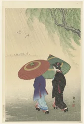 Zwei Frauen im Regen