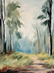 Nebliger Waldweg