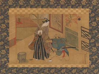 Kabuki-Stück Kusazuribiki aus den Erzählungen von Soga Soga monogatari, 18. Jahrhundert