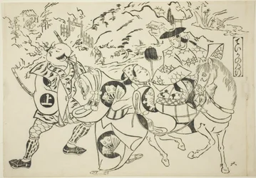Teikas Reise (Taika no michiyuki), aus der Serie "Berühmte Szenen aus japanischen Puppenspielen (Yamato irotake)"