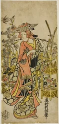 Der Schauspieler Hayakawa Hatsuse als Blumenverkäufer