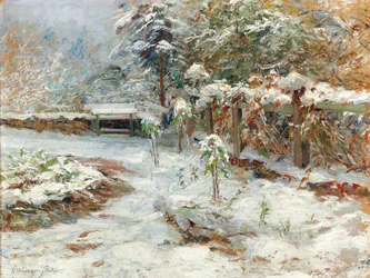Oktoberschnee, Motiv aus dem Garten von Schloss Hartenstein