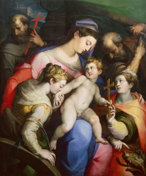 Die Heilige Familie mit den Heiligen Margareta, Katharina und Franziskus