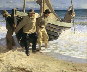 Boot zu Wasser lassen. Skagen