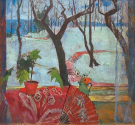 Atelierfenster Breslau mit Schneelandschaft