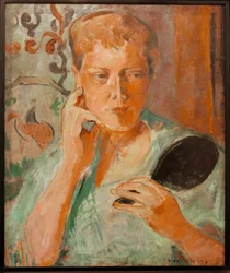Porträt Margarethe mit schwarzem Handspiegel