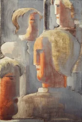 Gruppe von vier Köpfen Graublau, Folkwang-Studie III