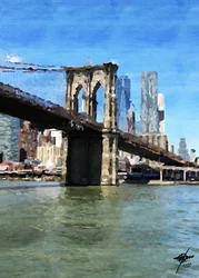 Brooklyn Bridge Spiegelungen