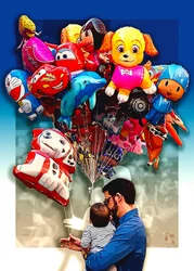 Glücklicher Vater Baby Ballons
