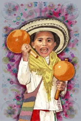 Fröhlicher Junge spielt Maracas