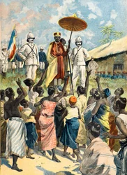 Akklamation des neuen Königs von Dahomey
