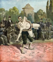 Demonstration von Ringern Pierri und Usouf Ismaillolo, 1895