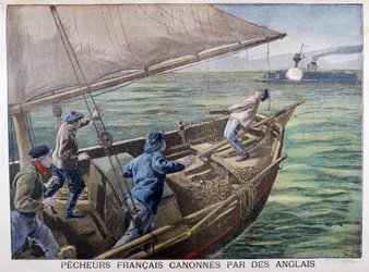 Französische Fischer von den Briten beschossen, 1899