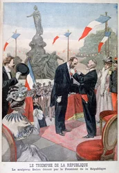 Jules Dalou wird von Emile Loubet mit der Medaille der Ehrenlegion ausgezeichnet, 1899