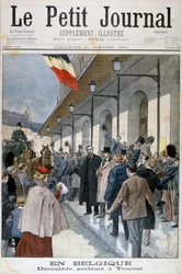 Paul Déroulède bei seiner Ankunft im Exil in Tournai, Belgien, 1900