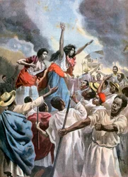 Die königlichen Prinzessinnen predigen den heiligen Krieg in Madagaskar, 1894