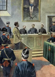 Der Anarchist Michele Angiolillo vor dem Kriegsrat