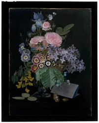 Stillleben mit Blumen in einer Glasvase