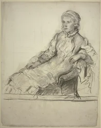 Miss Cobden im Lehnstuhl