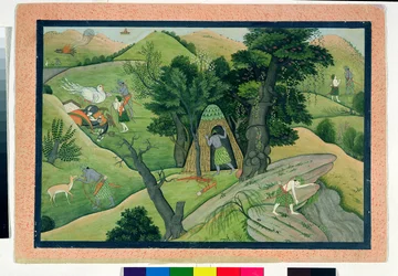 Rama und Lakshmana auf der Suche nach Sita, aus dem Ramayana, Kangra, Himachal Pradesh, 1780