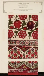 Baumwoll-Bettdeckenprobe aus Shikarpore in Sind, aus The Collection of the Textile Manufacturers of India, von John Forbes Watson, veröffentlicht 1866