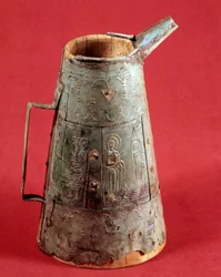 Christliche Antike: liturgische Vase dekoriert mit Szenen aus dem Leben Christi. 3. Jahrhundert n. Chr. Saint Germain, Museum der Antiken
