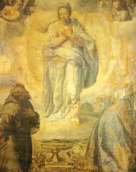 Die Unbefleckte Empfängnis von Jacopo Negretti, bekannt als Palma der Jüngere, Kirche San Francesco, Recanati, Marken