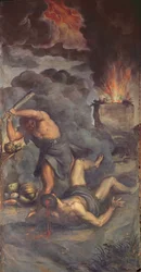 Innenansicht der Orgelpanele, die Kain und Abel darstellen, 1600