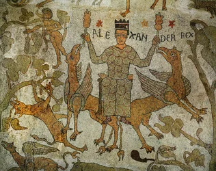 Alexander der Große auf einem Thron