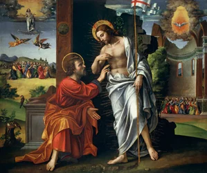 Christus und der ungläubige Thomas, von Paolo Cavazzola (1486-1522)