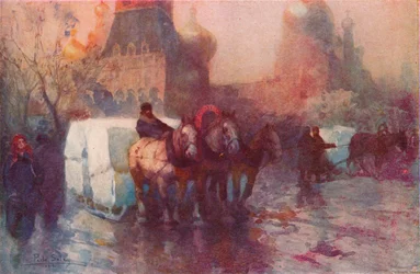 Eistransport in Moskau, 19. Jahrhundert