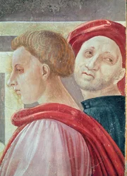 Köpfe von zwei Männern, aus der Darstellung der Maria im Tempel, 1433-34 (Detail)