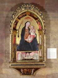 Die Jungfrau der Demut mit Engeln und Heiligen, ca. 1440