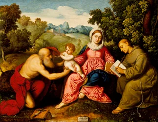 Madonna und Kind mit den Heiligen Hieronymus und Franziskus, ca. 1525