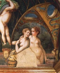 Paar Nymphen, aus dem Mythos von Diana und Aktäon