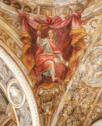 St. Hilarius von Poitiers von Francesco Mazzola, bekannt als Parmigianino (1503-1540), Fresko, Kirche San Giovanni Evangelista, Parma