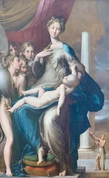 Madonna mit Kind und Engeln, bekannt als Madonna mit dem langen Hals