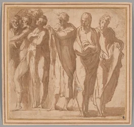 Gruppe von neun stehenden Figuren