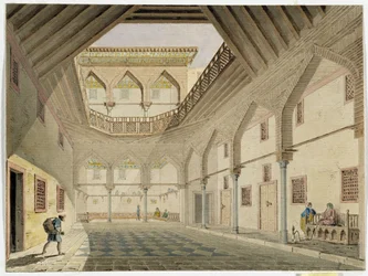 Ansicht des Inneren eines Karawansereis, Heimat von Azir Osman Agha