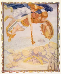 Perseus sieht die Gorgonen