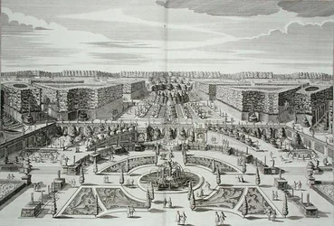 Die Große Kaskade des Fürstlichen Lustschlosses und Gärten, Berlin, graviert von Karl Remshard, veröffentlicht ca. 1711-16 (Gravur)