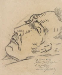 Vincent van Gogh (1853-1890) auf seinem Sterbebett, Zeichnung von Paul Ferdinand van Ryssel (Pseudonym von Paul Gachet)