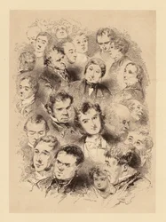 Gavarni in London: Ein Teller voller Köpfe (Lithografie)