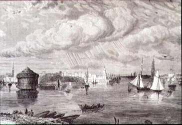 New Yorker Hafen in den 1860er Jahren (Stich)