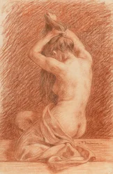 Weibliche Figur beim Haare frisieren