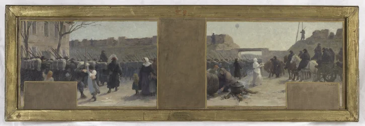 Skizze für das Büro des Präfekten im Hôtel de Ville: Truppenabzug während der Belagerung von Paris 1870