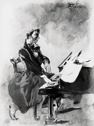 Der Komponist und Pianist Frederic Chopin spielt Klavier