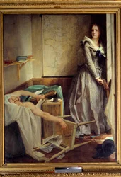 Französische Revolution: Charlotte Corday (1768-1793) bei der Ermordung Jean Paul Marats. Paul Baudry (1828-1885)