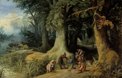 Waffenangriff im Wald (Gruppe von Straßenräubern)