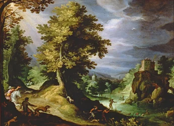 Landschaft mit einer Hirschjagd, 1591